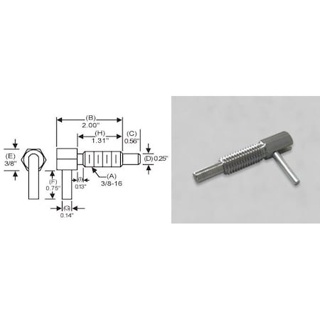 S & W Manufacturing L-Handle Lock, Nose P, 3/8-16", 1.31" LLS-3